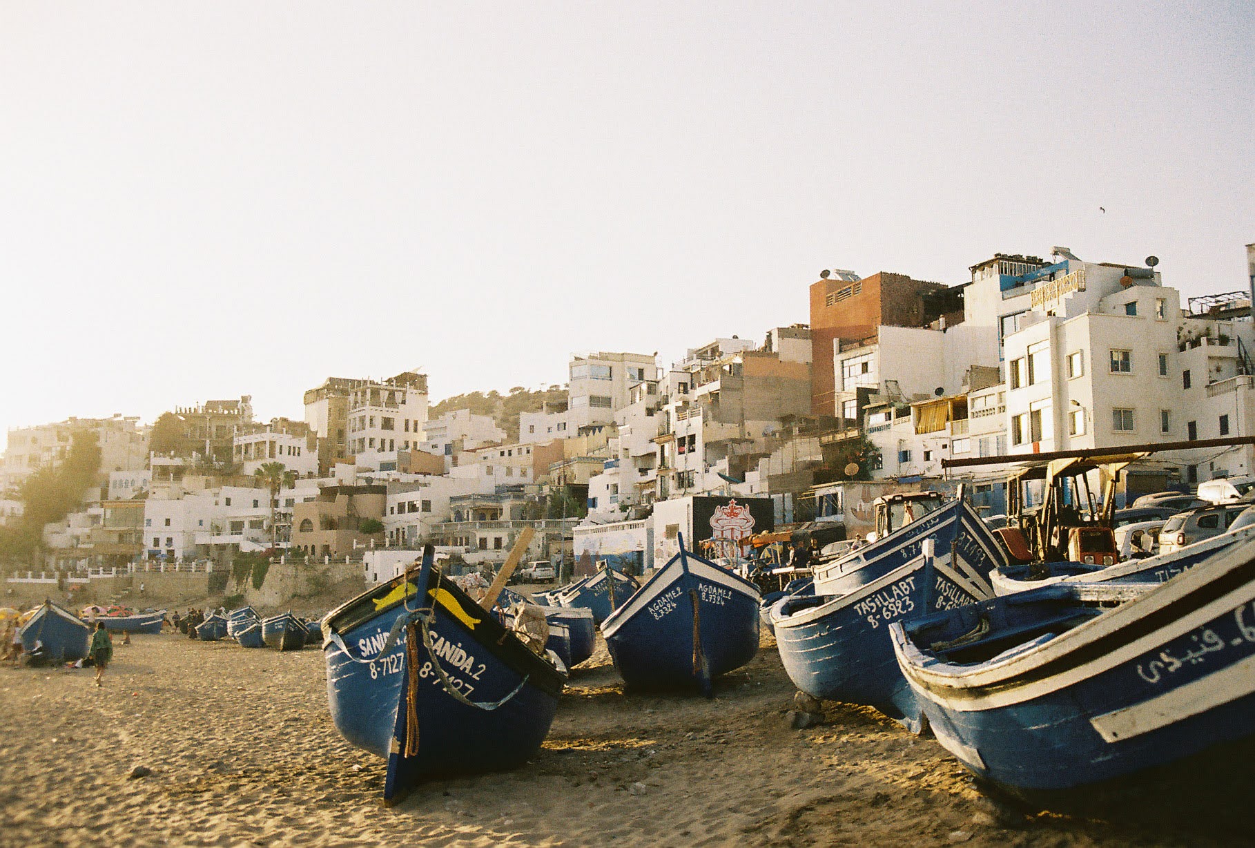 Boats anchored at the beach